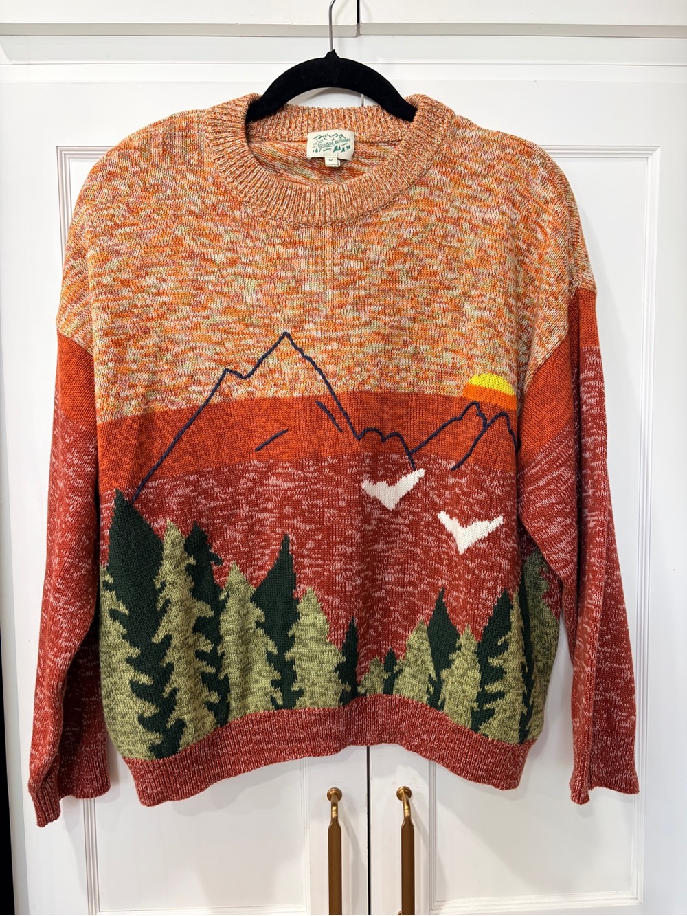 The Great Outdoors by THE GREAT. Scenic Mountain Crewneck Sweater - NEW - Picture 4 of 6